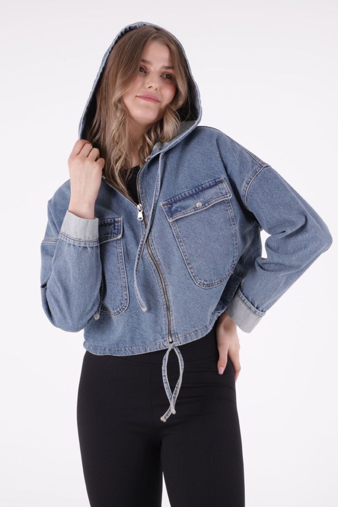 XLove Jeansjacke Mit Kapuze – Hellblau Großhandelskleidung 0