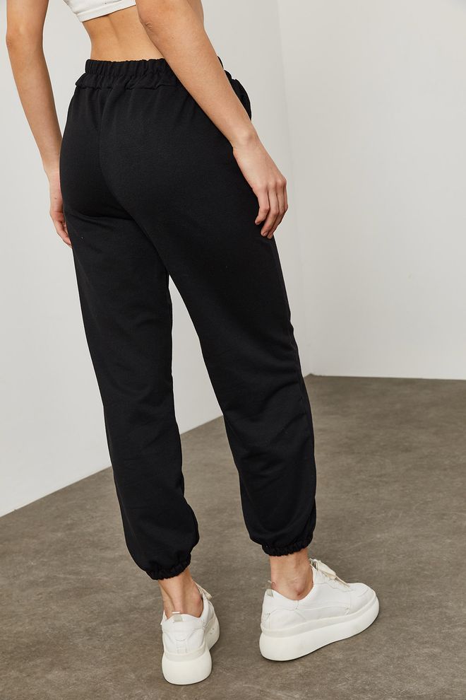 Ilia Black Angel Embroidered Sweatpants Wholesale Clothing Sport