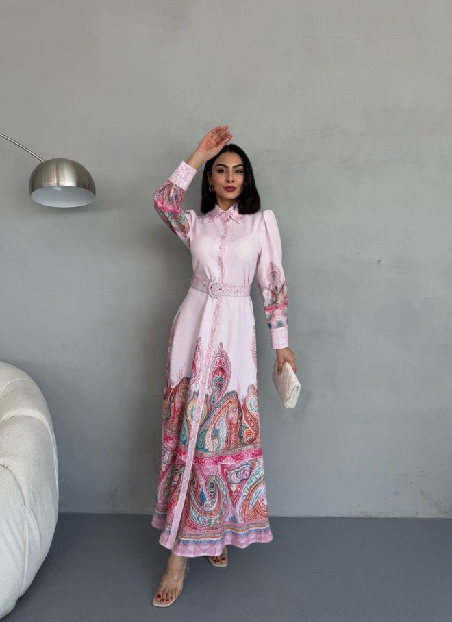 Yezra Atlas Stoffkleid Mit Gürtel Mehrfarbig Großhandelskleidung Ethnisch