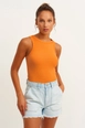 A wholesale clothing model wears lav10003-ribbed-halter-neck-knitted-undershirt, Turkish wholesale  of 