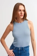 A wholesale clothing model wears lav10015-ribbed-halter-neck-knitted-undershirt, Turkish wholesale  of 