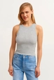A wholesale clothing model wears lav10038-ribbed-halter-neck-knitted-undershirt, Turkish wholesale  of 