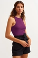 A wholesale clothing model wears lav10051-ribbed-halter-neck-knitted-undershirt, Turkish wholesale  of 