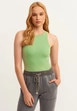 A wholesale clothing model wears lav10074-ribbed-halter-neck-knitted-undershirt, Turkish wholesale  of 