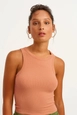 A wholesale clothing model wears lav10095-ribbed-halter-neck-knitted-undershirt, Turkish wholesale  of 