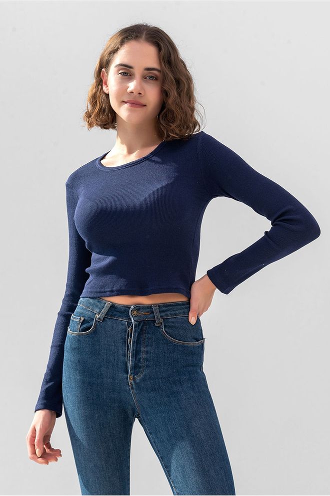 la & vetta Blusa De Pana De Manga Larga Camiseta Corta De Punto Ropa al por mayor Casual