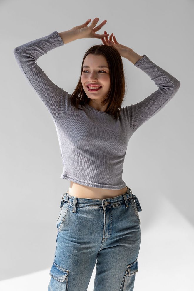 la & vetta Blusa De Pana De Manga Larga Camiseta Corta De Punto Ropa al por mayor Casual