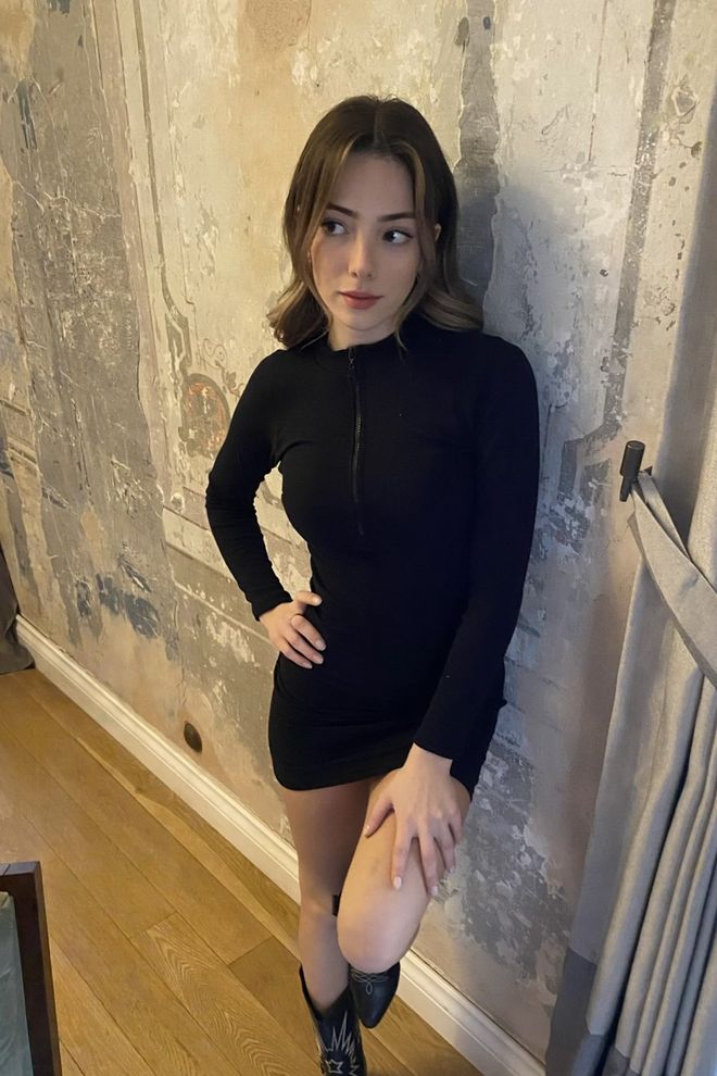 la & vetta Geripptes Basic Kleid Mit Reißverschluss Großhandelskleidung Baumwolle
