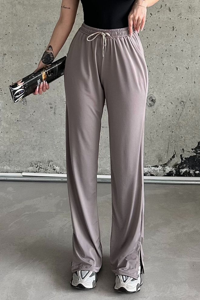 la & vetta Calça de moletom de lycra com fenda e cintura alta Roupas por atacado Casual