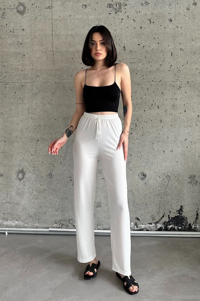 la & vetta Bürümcük Fabric High Waist Trousers Wholesale Clothing Spring