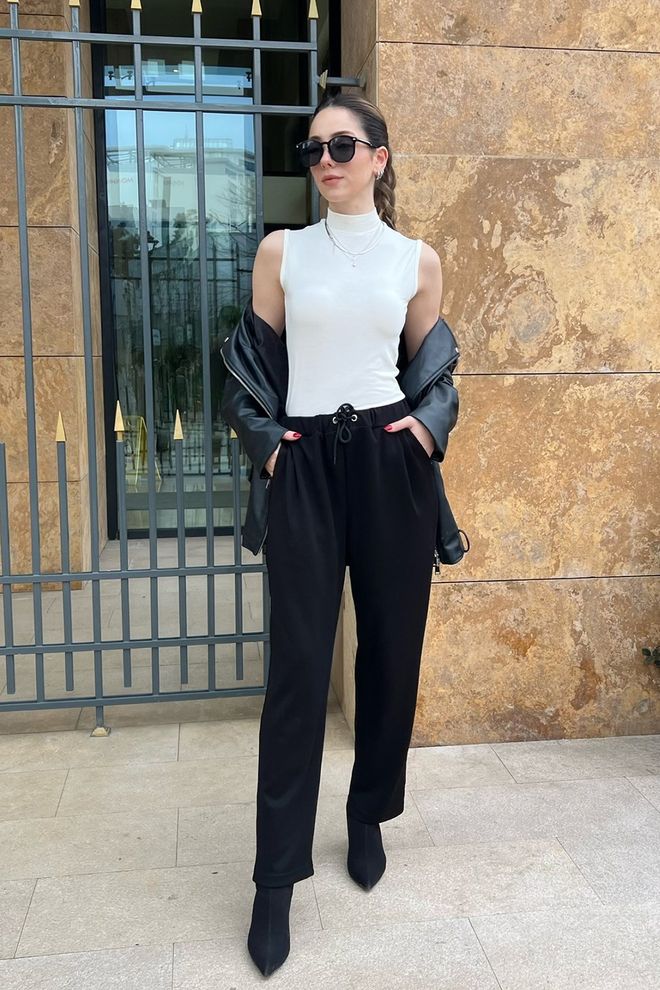 la & vetta Calça Jogger Com Cintura Elástica Relaxada Roupas por atacado Casual