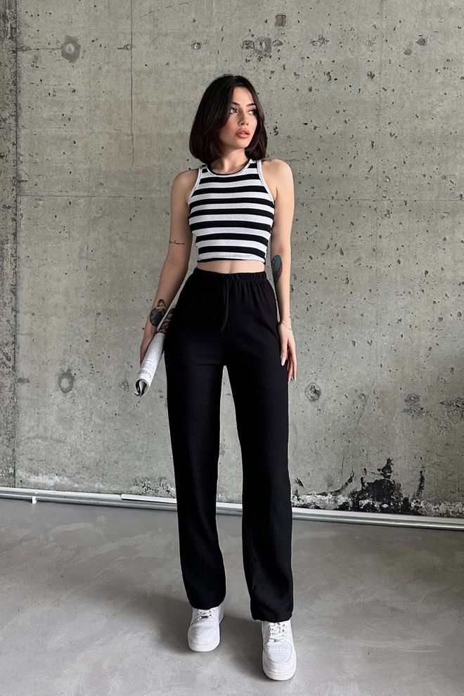 la & vetta Bürümcük Fabric High Waist Trousers Wholesale Clothing Sport