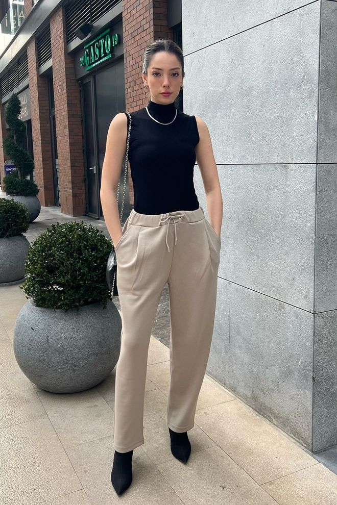 la & vetta Calça Jogger Com Cintura Elástica Relaxada Roupas por atacado Casual
