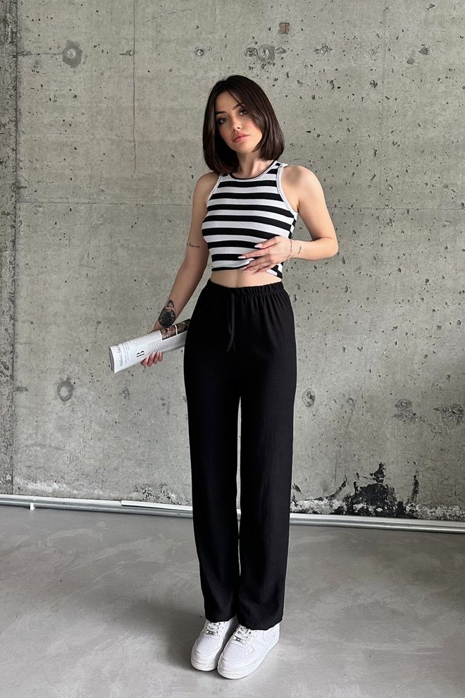 la & vetta Bürümcük Fabric High Waist Trousers Wholesale Clothing Spring