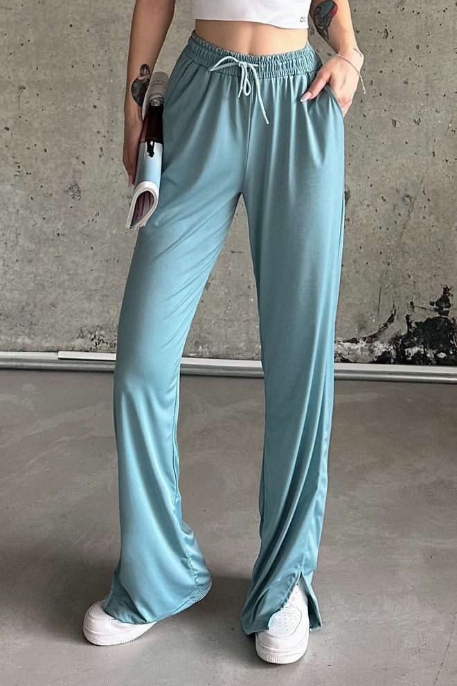 la & vetta Calça De Moletom Com Fenda De Lycra De Cintura Alta Roupas por atacado Casual