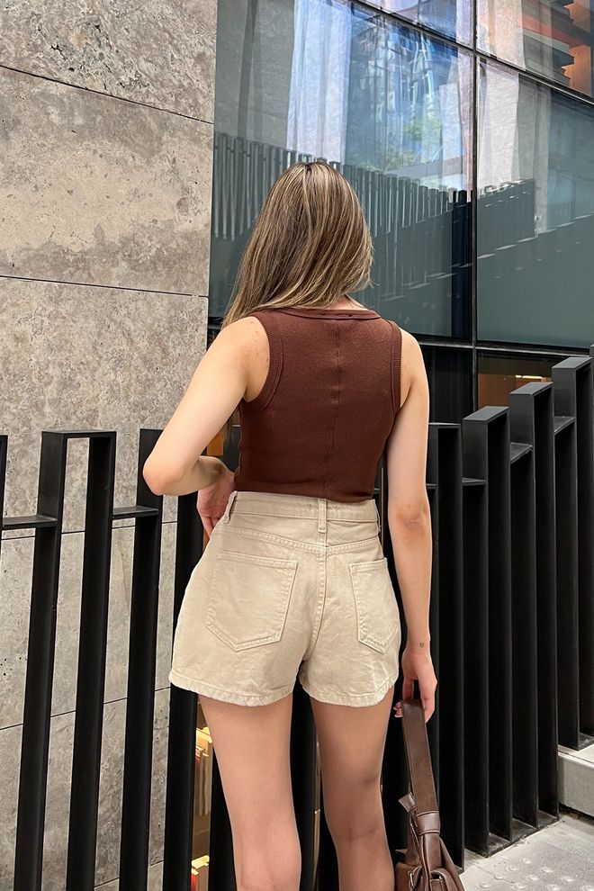 la & vetta Basic Strappy Blouse Dark Brown Wholesale Clothing 6