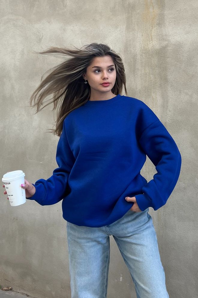 la & vetta Basic Sweatshirt Mit Rundhalsausschnitt – Saks Großhandelskleidung Lässig