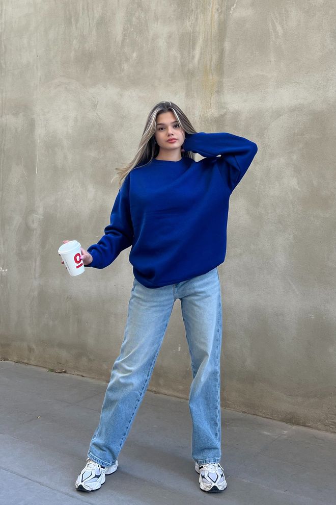 la & vetta Basic Crew Neck Oversize Sweatshirt Saks Wholesale Clothing Sport